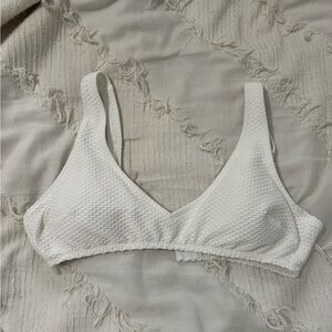 Aerie White Textured Bikini Top